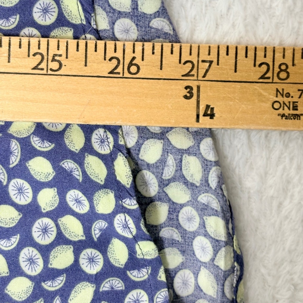 Betabrand Womens Blue Lemon Print Rayon Long Sleeve Blouse Size‎ L Fruit Print - Picture 4 of 9